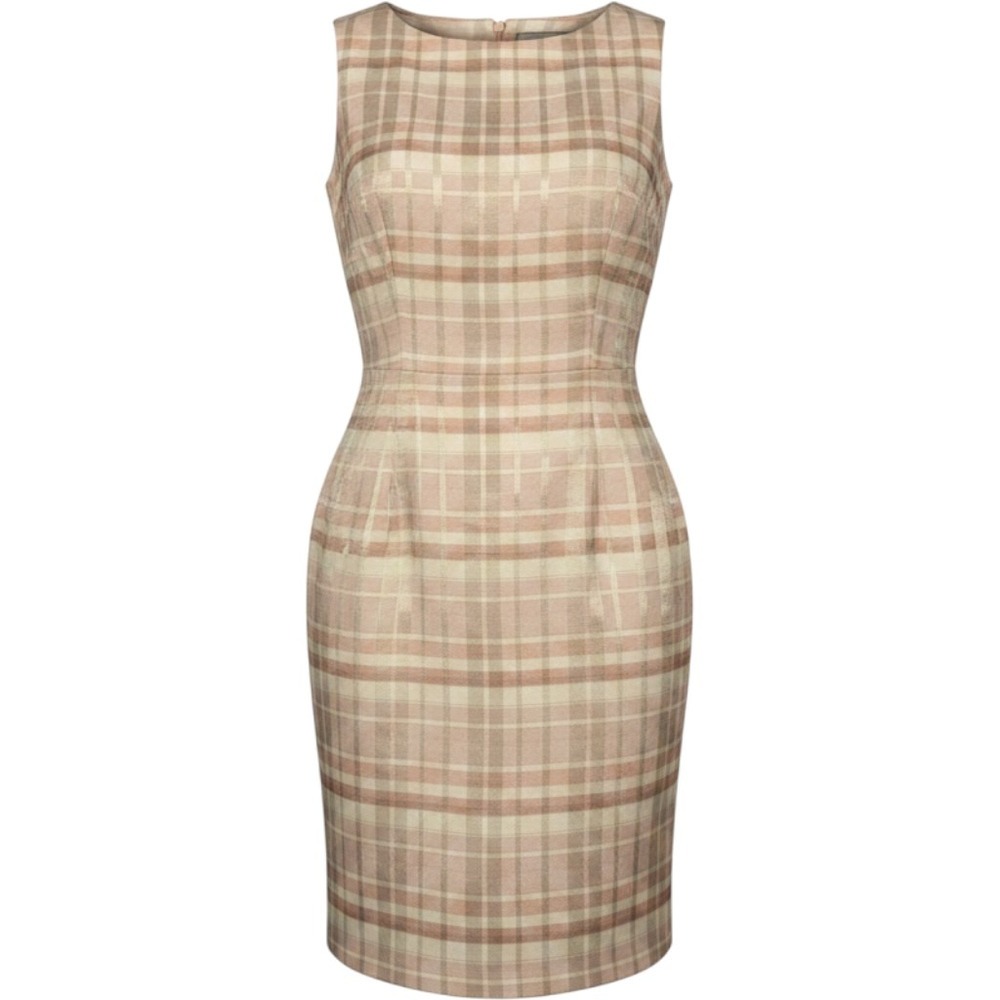 Michael Taylor Pink Plaid Sleeveless Sheath Dress Vintage USA Made Size 8